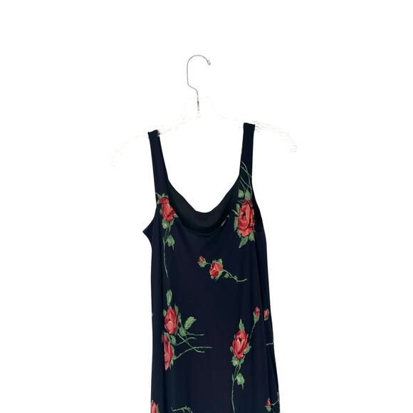 Casual Corner Dress Black Red Floral Print Sleeveless Y2K Vintage Maxi Small - Picture 7 of 10